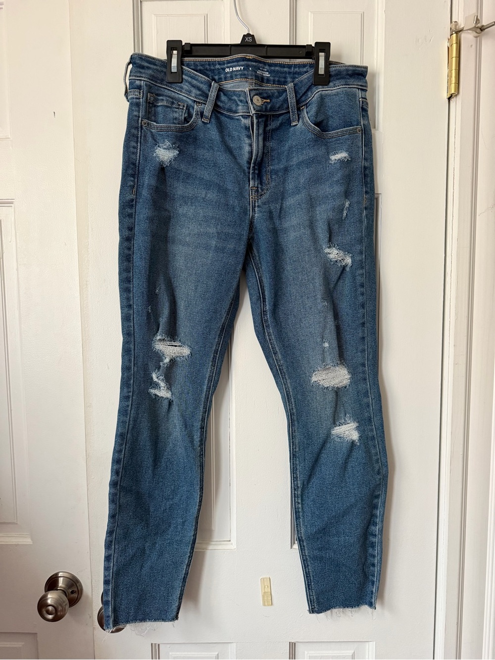Old Navy Women's Distressed Medium Blue Boyfriend Jeans